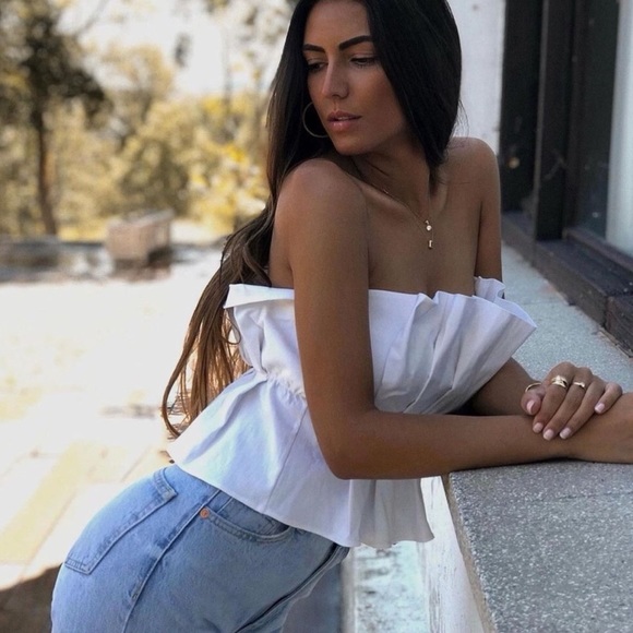 Zara Poplin Strapless Ruffled Top - Picture 11 of 15